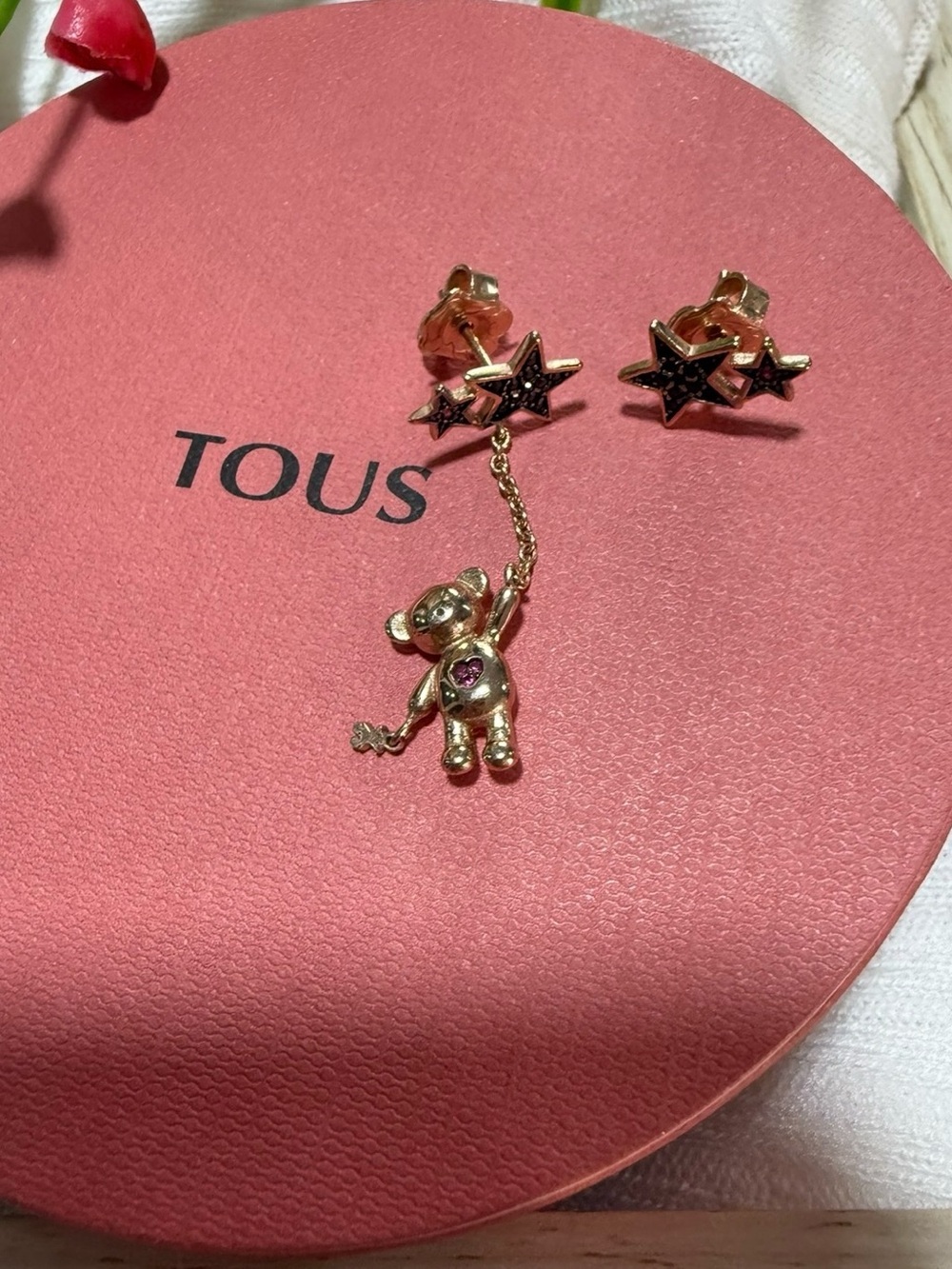 (Firm price)Tous Second Hand 👋🏻 Authentic Rose Gold Star Earrings Bear Dangle